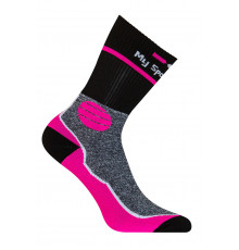 GD9181 Calza Sportiva Corta Nero-Fucsia